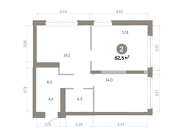 Продается 2-комнатная квартира  Квартал Молодость, дом 1, 62.49  м&sup2;, 10360000 рублей