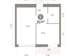 Продается 1-комнатная квартира  Квартал Молодость, дом 1, 41.08  м&sup2;, 7260000 рублей
