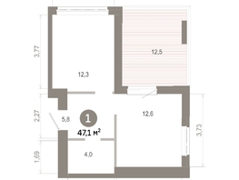 Продается 1-комнатная квартира  Квартал Молодость, дом 1, 47.08  м&sup2;, 8150000 рублей