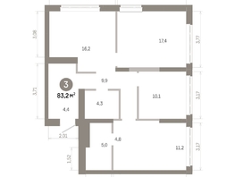 Продается 3-комнатная квартира  Квартал Молодость, дом 1, 83.23  м&sup2;, 13490000 рублей