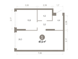 Продается 1-комнатная квартира  Квартал Молодость, дом 1, 47.23  м&sup2;, 7750000 рублей