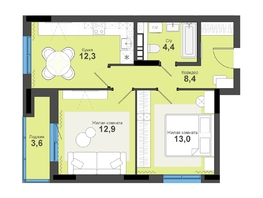 Продается 2-комнатная квартира ЖК Тайгинский парк, дом 5, 54.6  м&sup2;, 8060000 рублей