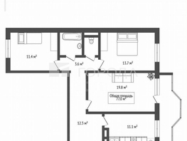 Продается 3-комнатная квартира Гребенщикова ул, 77.2  м&sup2;, 9000000 рублей