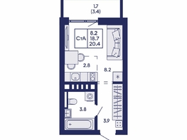 Продается Студия ЖК Горизонт, дом 2, 20.4  м&sup2;, 4400000 рублей