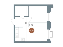 Продается 1-комнатная квартира  19/56 Кварталы Телецентра, 2, 30.7  м&sup2;, 6390000 рублей