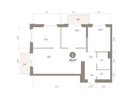 Продается 3-комнатная квартира ЖК Город на озере, 78.22  м&sup2;, 14660000 рублей