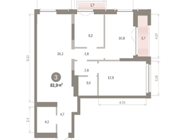 Продается 3-комнатная квартира ЖК Европейский берег, дом 45, 81.92  м&sup2;, 13630000 рублей