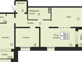 Продается 3-комнатная квартира ЖК Гренландия, Лес дом №6, 85.9  м&sup2;, 9400000 рублей