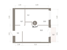 Продается 1-комнатная квартира ЖК Город на озере, 46.25  м&sup2;, 11090000 рублей