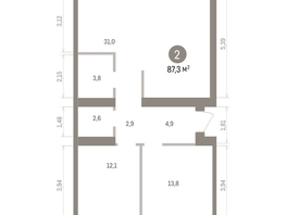 Продается 2-комнатная квартира ЖК Пшеница, дом 5.2, 87.25  м&sup2;, 11840000 рублей