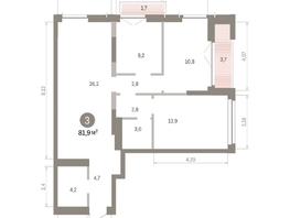 Продается 3-комнатная квартира ЖК Европейский берег, дом 45, 81.92  м&sup2;, 13380000 рублей