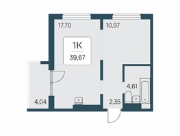 Продается 1-комнатная квартира ЖК Эко-квартал на Кедровой, дом 7, 39.67  м&sup2;, 4680000 рублей