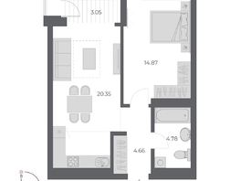 Продается 2-комнатная квартира ЖК ОСКАР, дом 3, 47.7  м&sup2;, 9390000 рублей