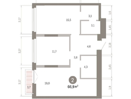 Продается 2-комнатная квартира ЖК Европейский берег, дом 45, 66.87  м&sup2;, 12350000 рублей
