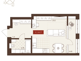 Продается Студия ЖК Невский, 34.69  м&sup2;, 5570000 рублей