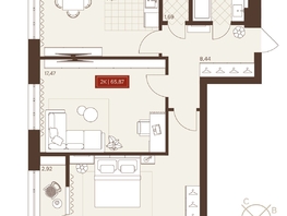 Продается 2-комнатная квартира ЖК Невский, 65.87  м&sup2;, 10900000 рублей