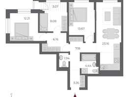 Продается 3-комнатная квартира ЖК ОСКАР, дом 3, 82  м&sup2;, 15590000 рублей