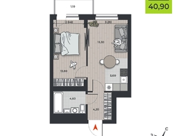 Продается 2-комнатная квартира ЖК ДНК, 40.9  м&sup2;, 6387250 рублей