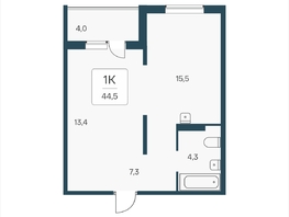 Продается 1-комнатная квартира ЖК Эко-квартал на Кедровой, д 3 сек 1, 44.5  м&sup2;, 6100000 рублей
