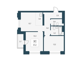 Продается 3-комнатная квартира ЖК Расцветай на Кропоткина, дом 1, 61.2  м&sup2;, 11600000 рублей