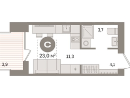 Продается Студия ЖК Пшеница, дом 2.1, 22.95  м&sup2;, 3560000 рублей