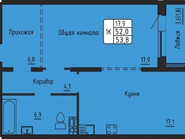 Продается 1-комнатная квартира ЖК Самоцветы, Бирюза дом 3, 53.8  м&sup2;, 6213087 рублей