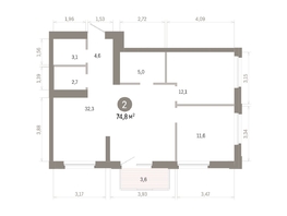 Продается 2-комнатная квартира ЖК Город на озере, 74.75  м&sup2;, 15790000 рублей