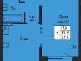 Продается 1-комнатная квартира ЖК Самоцветы, Бирюза дом 3, 41.5  м&sup2;, 5800000 рублей