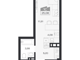 Продается Студия ЖК Ясный берег, дом 20, 25.08  м&sup2;, 5626000 рублей