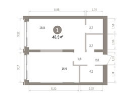 Продается 1-комнатная квартира ЖК Европейский берег, дом 32, 48.52  м&sup2;, 9220000 рублей
