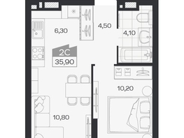 Продается 2-комнатная квартира ЖК Ясный берег, дом 33, 35.9  м&sup2;, 6983000 рублей