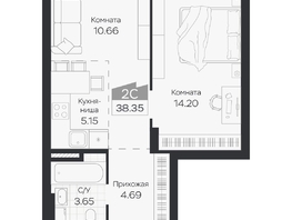 Продается 2-комнатная квартира ЖК Базилик, дом 3, 38.35  м&sup2;, 6158000 рублей