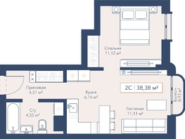 Продается 1-комнатная квартира ЖК Виларт, дом 2, 38.38  м&sup2;, 10600000 рублей