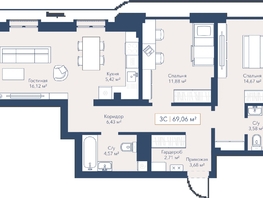 Продается 2-комнатная квартира ЖК Виларт, дом 2, 69.08  м&sup2;, 15700000 рублей