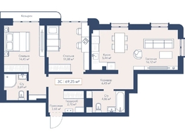 Продается 2-комнатная квартира ЖК Виларт, дом 2, 69.25  м&sup2;, 14300000 рублей