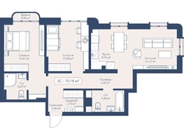 Продается 2-комнатная квартира ЖК Виларт, дом 2, 70.18  м&sup2;, 14500000 рублей