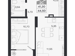 Продается 2-комнатная квартира ЖК Квартал 54, дом 1, 41.3  м&sup2;, 7922000 рублей