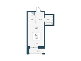 Продается Студия ЖК Расцветай на Кропоткина, дом 1, 28.6  м&sup2;, 6650000 рублей