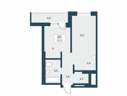Продается 2-комнатная квартира ЖК Расцветай на Учительской, 47.2  м&sup2;, 7400000 рублей
