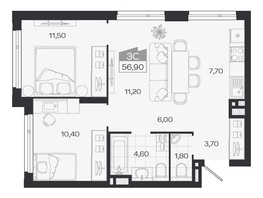 Продается 3-комнатная квартира ЖК Ясный берег, дом 33, 56.9  м&sup2;, 9429000 рублей