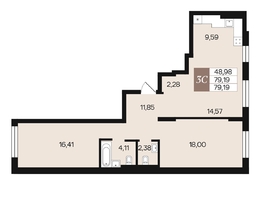 Продается 3-комнатная квартира ЖК Роза ветров, 79.2  м&sup2;, 10717000 рублей