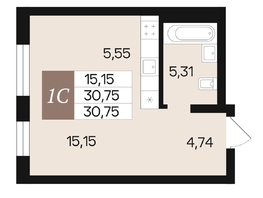 Продается 1-комнатная квартира ЖК Роза ветров, 30.75  м&sup2;, 5800000 рублей