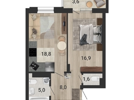 Продается 2-комнатная квартира ЖК Тетрис, корпус 2, 51.7  м&sup2;, 10009000 рублей