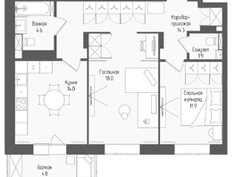 Продается 2-комнатная квартира ЖК Тетрис, корпус 2, 66.1  м&sup2;, 11818500 рублей