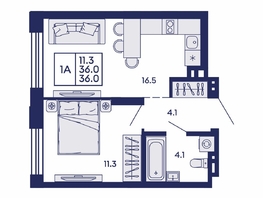 Продается 1-комнатная квартира ЖК Сила леса, корп 2, 36  м&sup2;, 6050000 рублей