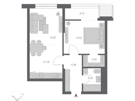 Продается 2-комнатная квартира ЖК Беринг, дом 3, 53.46  м&sup2;, 9770000 рублей
