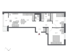 Продается 3-комнатная квартира ЖК Беринг, дом 3, 72.93  м&sup2;, 12670000 рублей