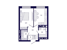 Продается 1-комнатная квартира ЖК Цитатум, 37.5  м&sup2;, 7250000 рублей