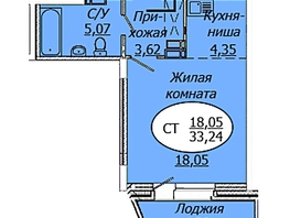 Продается Студия ЖК Комета - Октябрьский, 33.24  м&sup2;, 5285160 рублей