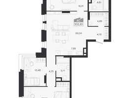 Продается 4-комнатная квартира ЖК Ясный берег, дом 19, бс 2-5, 102.33  м&sup2;, 17954000 рублей